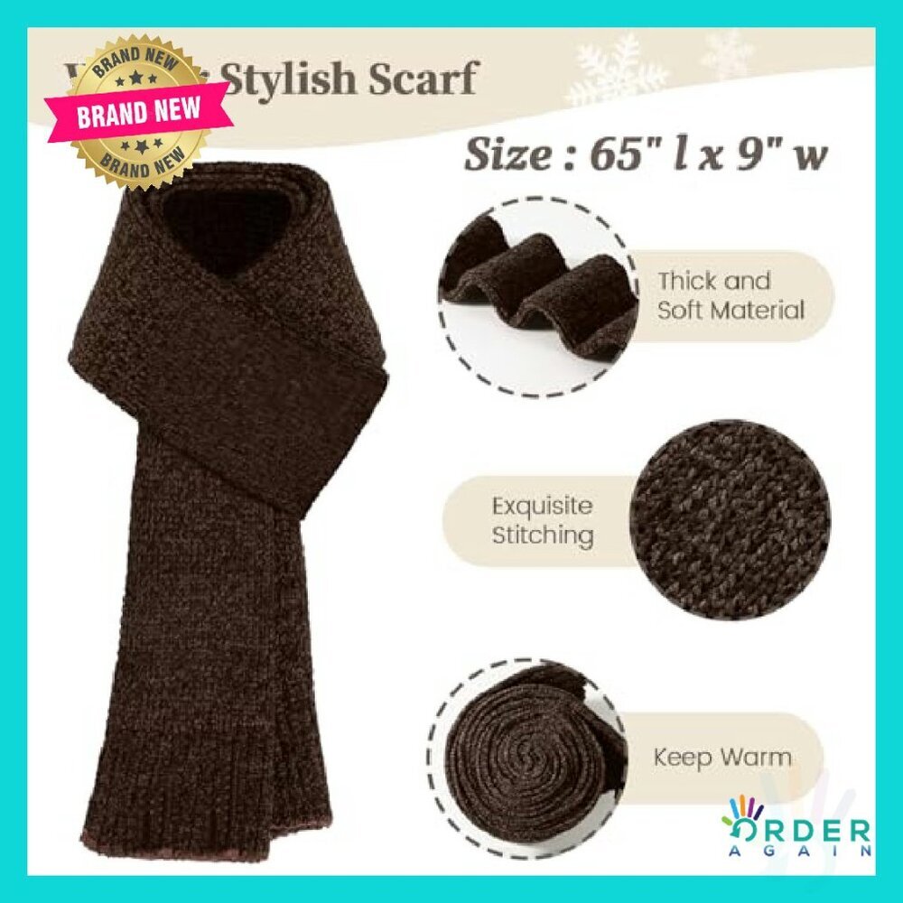 Winter Hat Gloves Scarf Set Warm Touchscreen Gloves Soft Chenille Unisex - Picture 5 of 8